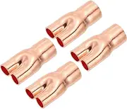 uxcell 5/8" x 3/8" x 3/8" ID Tee Tee Y Type Copper Fitting, 4 Pcs Welding Joint Split Union Intersection for HVAC, Air Conditioning Refrigeration System