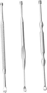 CANIGHT 3Pcs Stainless Steel Ear Wax Spoon Practical Double Ended Ear Tool for Safe Cleaning and Durable Design for Daily and Travel Use