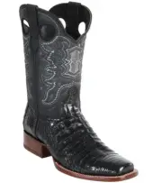 WILD WEST BLACK CROCODILE BELLY COWBOY BOOT RODEO-SQUARE-TOE (D)