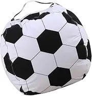 Yardenfun Boys and Girls Bean Bag Storage Football Pattern Stuffed Animal Bag Life Soccer Ball Zipper
