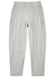 Homme Plissé Issey Miyake Pleated Cropped Trousers - Light Grey - 3 3