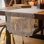 Halloween Black Spider Web Table Runner - Spooky Decorative Accent for Dining Tables, Parties, and Festive Celebrations