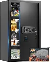 6.2 Cuft Large Fireproof Safe Box, Home Safes Water and Fireproof, Digital Security Document Safe with 3 Removable Shelves, Programmable Keypad and Led Light, Safes for Money Jewelry Valuables