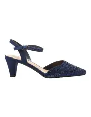 [Easy Steps] Adelle Heeled Shoes In Navy Fabric