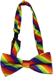 CHILDWEET Fashion Stripe Suspenders Elastic Suspender Bow Tie Set 3pcs Rainbow Stripe