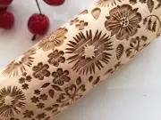 Embossed Dough roller Cornflower Embossed Wooden Rolling Pin Springerle Mold