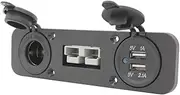 Switch Boss 50A Anderson Type Plug + Dual USB + Cig Socket - Flush Mount