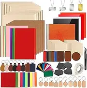 Adrattnay Laser Material Explore Kit, 170PCS Laser Engraving Suppliesl for Crafting,17 Kinds Blanks Includes Basswood, Birch, Acrylic, Leather, Metal for Engraver Machine