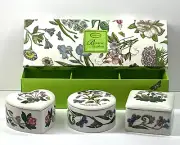 Portmeirion Botanic Garden New Set of 3 Square Heart Round Treasure Boxes w Lids