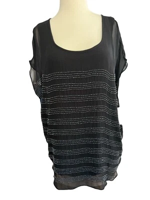 Small NWT JOIE Black AGACIA G Silk Beaded Top NWT $298