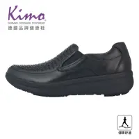 在飛比找momo購物網優惠-【Kimo】專利足弓支撐-牛皮編織休閒健康鞋 男鞋(黑 KB