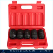 ✅5pcs 1/2'' Deep Spindle Axle Nut Socket Set 12 POINT METRIC 30 32 34 35 36mm