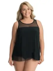 Miraclesuit Women's Plus Size Swimwear Sold Mirage High Neckline Tankini Bathing
