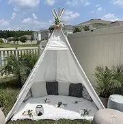 Betterhood Huge Teepee Tent for Adult with Carry Bag, Wedding, Party, Photo Prop (85 inches Tall Tipi for Indoor & Outdoor Use