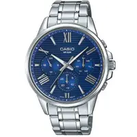 在飛比找蝦皮商城優惠-【CASIO】條紋時尚三眼三針羅馬紳士不鏽鋼腕錶-黑面(MT