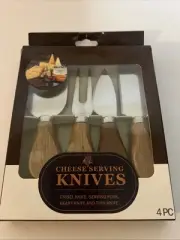 4-Pc Cheese Knife Set Stainless, Thin, Heart,Chisel Knives & Svg. Fork