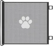 Auto-Retractable No-Drill Pet Gate - Foldable Safety Barrier with Mesh for Dogs/Cats, Stairs & Indoor Use, Space-Saving Design, 2 Sizes (Easy Install Fence) (Black paw Print,S)