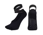 Knbhu 1 Pair Yoga Socks Anti-skid Non Slip Cotton Women Half Toe Yoga Dance Ballet Socks for Pilates-Black - Black