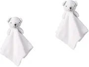 KOMBIUDA 2pcs White Baby Plush Toy Soothing Towel Appeasing Design for Newborns Toddlers Safe Skin-Friendly Material