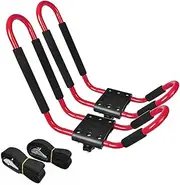 TOMVAES J-bar Kayak Roof Rack with 2.5m Heavy-Duty Tie-Down Straps, for Cars, Soft Roof Rack, Carrier for Kayak, Surf Board, Ski Board, Mount on Car, SUV, Truck (Red)