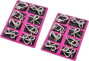 Kisangel 2Sets Brain Teaser Wire Puzzle of Disentanglement Challenges for Adults Portable Travel Game for Concentration