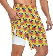 [ZZXXB] Bulldog Watermelon Athletic Shorts for Men with Pockets 2 in 1 Quick Dry Running Shorts S-3XL