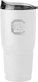 Logo Brands NCAA South Carolina Gamecocks 30oz White Etch Powder Coat Tumbler - Insulated, Keeps Drinks Hot/Cold for Hours, High Lip Slider Lid