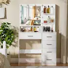 Vanity Table Set Makeup Dressing Table With 10 LED Lights Mirror and 5 Drawers