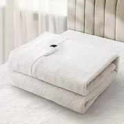 Bedra Bedding Single Electric Blanket Fully Fleece Fitted Heated Throw Rug Blanket Mattress Cover with 450GSM Polyester 9-Level Temperature Setting Hand/Machine Washable Overheat Protection
