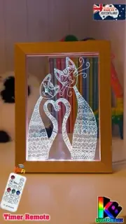 MANDALA CATS PERSONALISED USB 3D LED Night Light 7 Colour Change Room Lamp