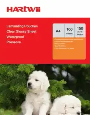 Hartwiis 100 Sheet A4 Glossy Transparent Laminated Pouches Film 150 Micron AU