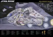 Vintage Star Wars Millenium Falcon Cut-Away Poster 24" x 36"- Rolled