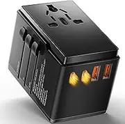 Dawntress Universal Travel Adapter - USB C International Power Adapters, 4-Port USB Travel Plug Adeptor AUS to EU,UK,US,Japan,Bali,India, All in One Travel Charger for Laptops, Phones