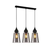 JEREZ Pendant Lamp Light Interior ES 3X72W Black Smoke Glass Flat Top Ellipse L7