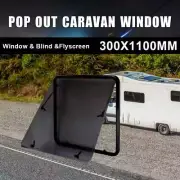 RV Caravan 300*1100mm Push Out Flat Window Locking Handle with Strut Attachment