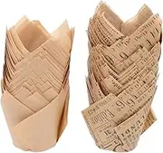 MAGICLULU 1set Tulip Shape Cake Cups Oilproof Paper Baking Liners for Cupcakes Muffins and Desserts for Parties and Celebrations Strong and Non Deforming for Sharing Treats 100pcs