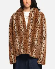 [XXIII] Xxiii Leopard Fur Jacket Leopard - Size 2XL 2XL Leopard