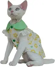 UOSIA Summer Sphynx Cat Clothes Hairless Cat Clothes Girl Flower Suspender Breathable Cat Vest Costumes for Sphynx, Cornish Rex, Devon Rex, Peterbald