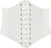 [LIMHOO] Leather Corset Belt for Women Elastic Costume Waist Belt Lace-up Tied Waspie Corset Belt
