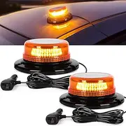 RONSTA 2 Pack Beacon Lights for Trucks LED Strobe Light, 12V-24V Amber 40 LED Warning Safety Flashing Lights with Magnetic and 16 ft Straight Cord for Vehicle (2)
