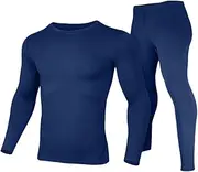 [Generic] Men Fleece Lined Thermal Underwear Set Motorcycle Skiing Base Layer Winter Warm Long Tight Motorcycle Thermal Underwear Set