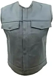 Motorcycle Leather Vest Sons Of Anarchy Rider Motorbike Bike Leather Zip - Vest
