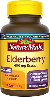 Nature Made Black Elderberry Capsules With Vitamin C and Zinc, Immune Support Help, Elderberry Pills for Adults, N/A, 60 Count
