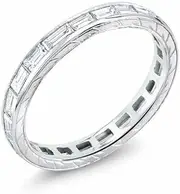 [Generic] 1.65ct Baguette Cut Simulated Diamond CZ Wedding Ring Band Full Eternity White Gold Plated