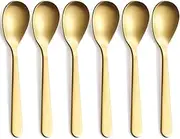 FULLYWARE Matte Gold Demitasse Espresso Spoons, Stainless Steel Satin Finish Coffee Spoons, Mini Teaspoons, Sugar Spoons, 4.7-inch, Set of 6