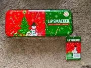 NEW, LIP SMACKER HOLIDAY TIN BEAUTY SET, 26 PIECES, 12 LIP GLOSSES, (NEW)