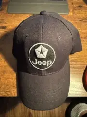 New Jeep Chrysler Hook And Loop Back Adjustable Hat In Black OSFM Strapback NWT