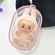 Clear Display Bag with Keychain - Labubu Transparent Protective Cover Toy Elf Cover Portable Small Storage Bag Display Bag for Labubu Accessories