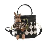 B14 Black Mini Bucket Bag Hand One Shoulder Messenger Small Round Bag Women