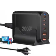 200w Gan USB C Fast Charging Station 6 Ports Pd Type C Charger For iPhone Laptop